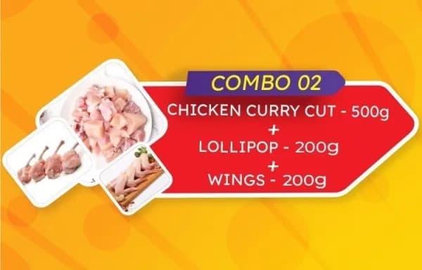 Chicken Curry Cut 500g+ Chicken Wings 200g + Chicken Lollipop 200g