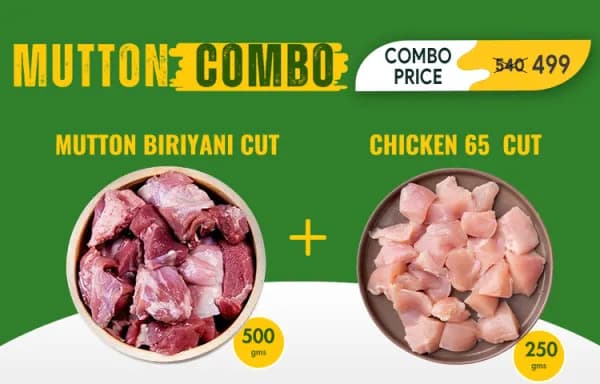 Mutton Biryani Cut 500g + Chicken 65 Cut 250g