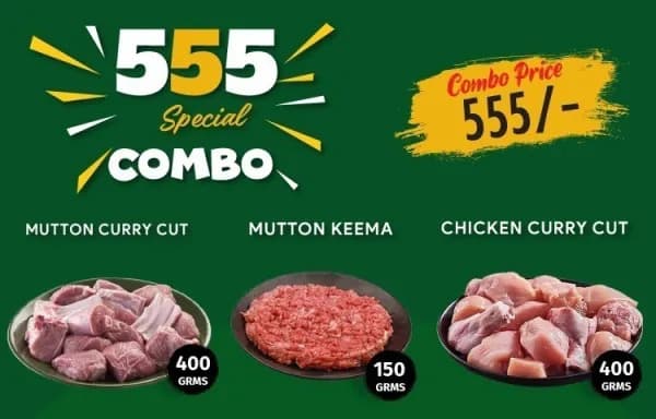 Mutton Curry Cut 400g + Mutton keema 150g + Chicken Curry Cut 400g